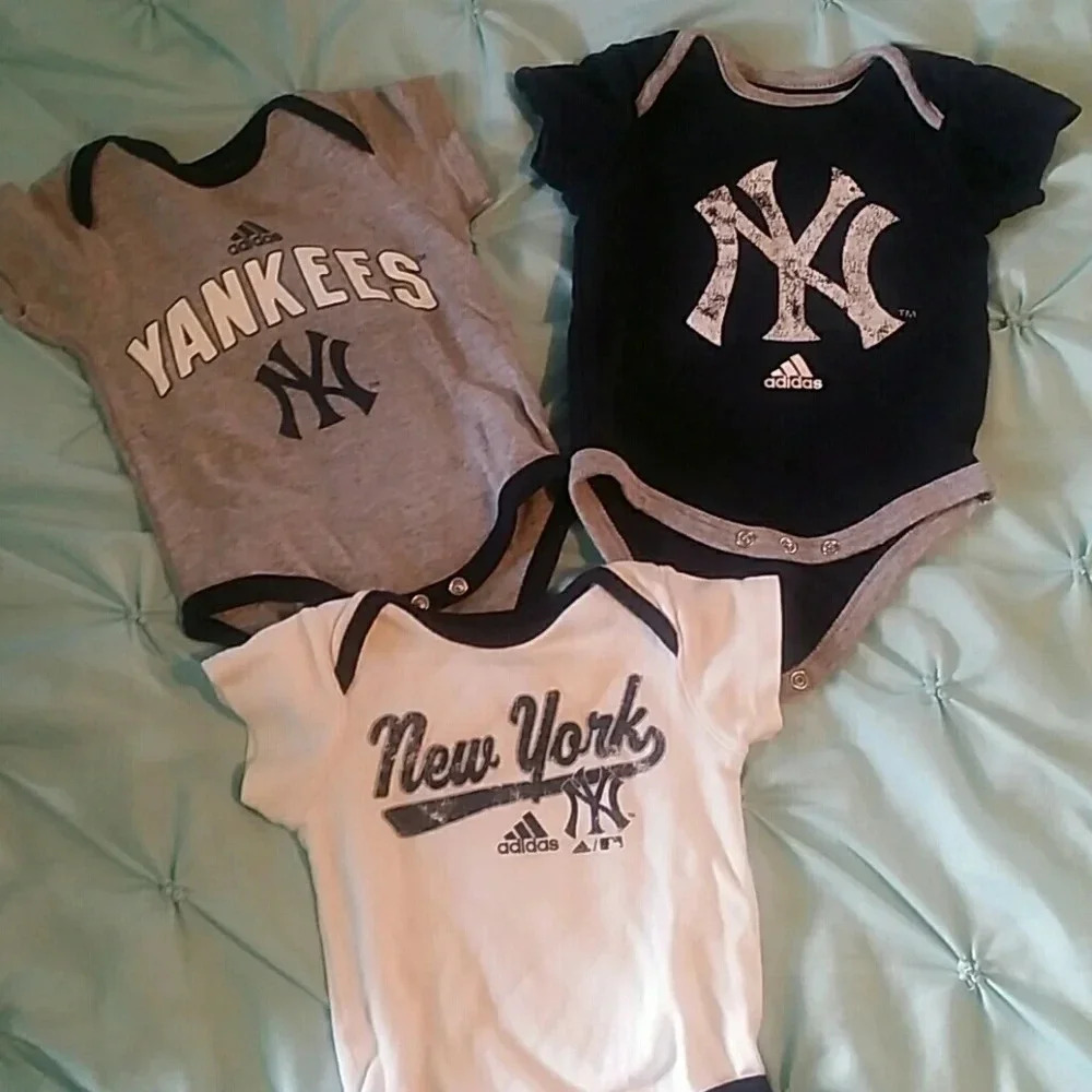 Lot of (3) NY YANKEES by Adidas Onesies 0-3 Months